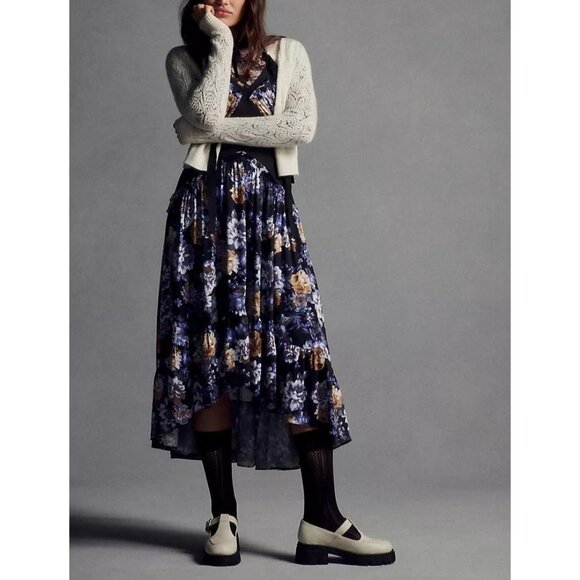 Anthropologie Womens Floral Asymmetrical Maxi Dress Boho, cottagecore grandmacor - Picture 2 of 13